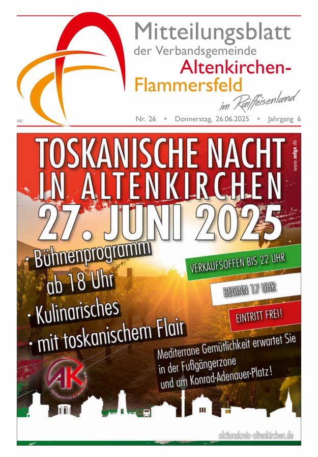 Mitteilungsblatt Verbandsgemeinde Altenkirchen-Flammersfeld Titelblatt 26/2025