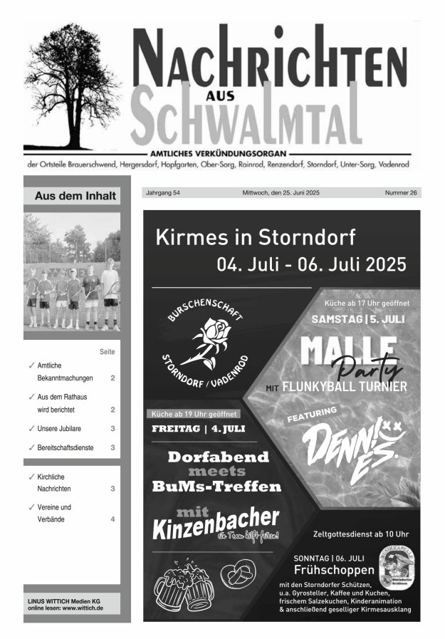 Nachrichten aus Schwalmtal Titelblatt 26/2025