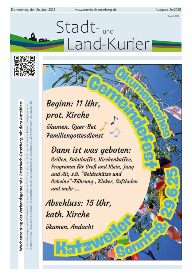 Stadt- und Land-Kurier Otterbach-Otterberg Titelblatt 26/2025