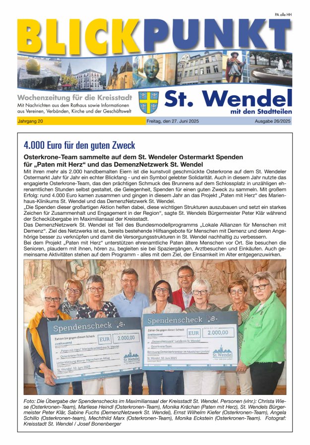 Blickpunkt St Wendel Titelblatt 26/2025