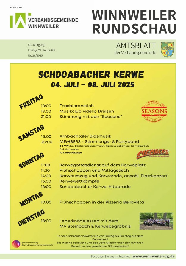 Winnweiler Rundschau Titelblatt 26/2025