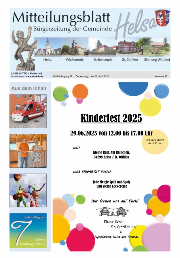 Mitteilungsblatt Helsa Titelblatt 26/2025