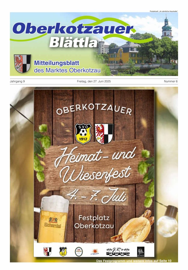 Oberkotzauer Blättla Mitteilungsblatt des Marktes Oberkotzau Titelblatt 06/2025