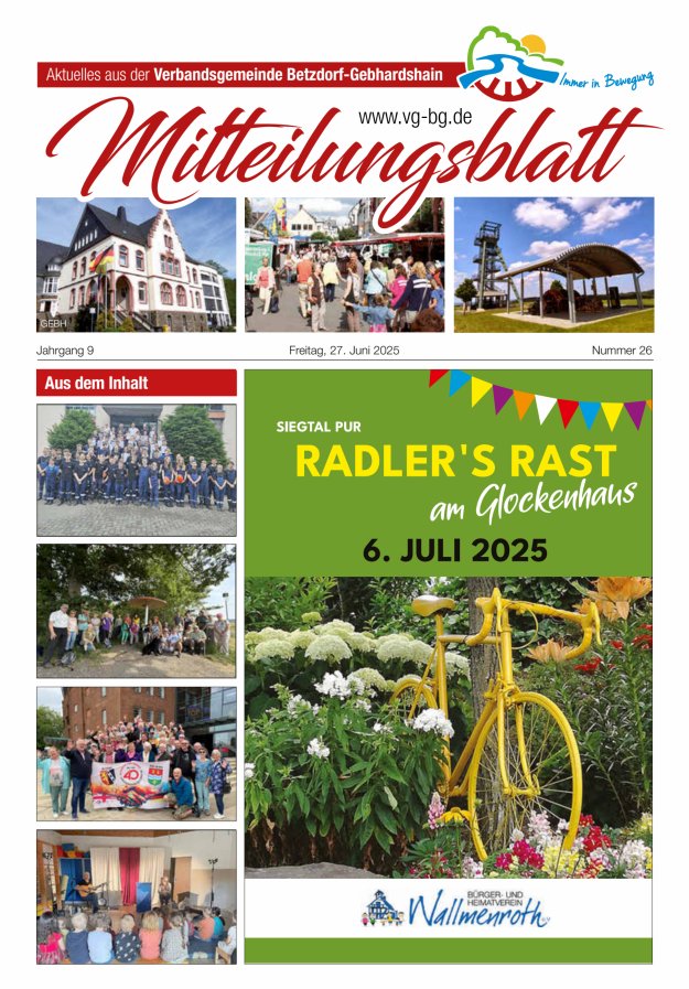 Aktuelles aus der VG Betzdorf-Gebhardshain Ausgabe Gebhardshain Titelblatt 26/2025