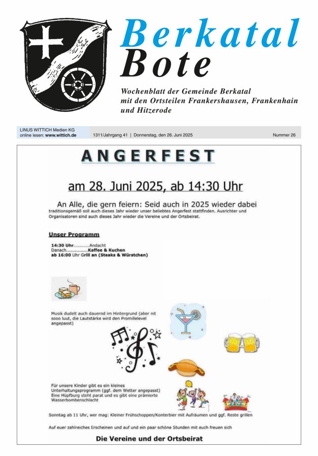 Berkatal Bote Titelblatt 26/2025