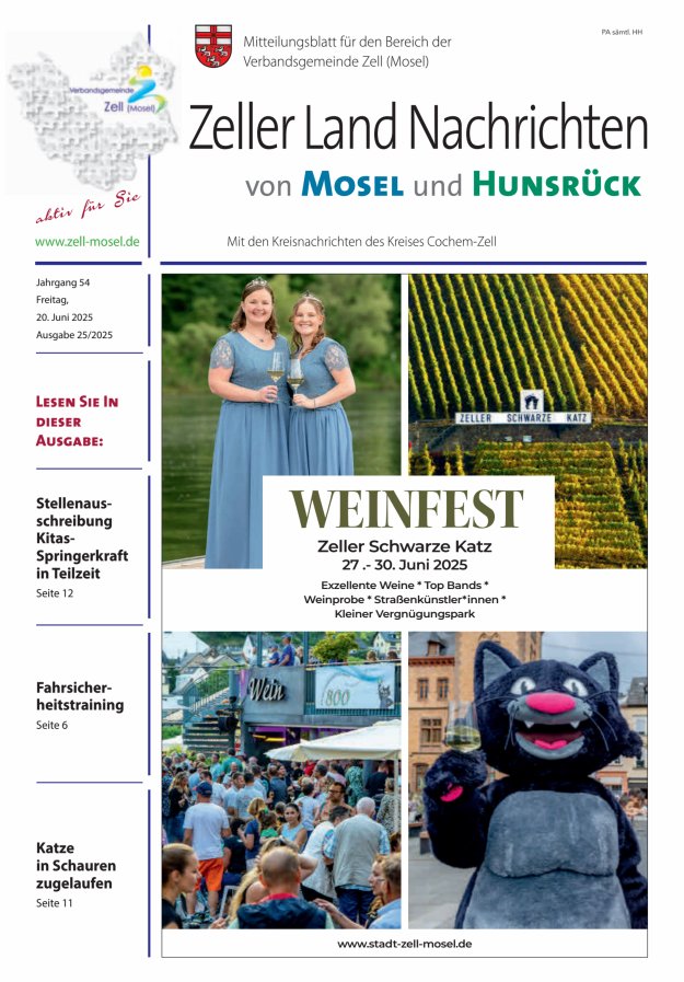 Zeller Land Nachrichten Titelblatt 25/2025