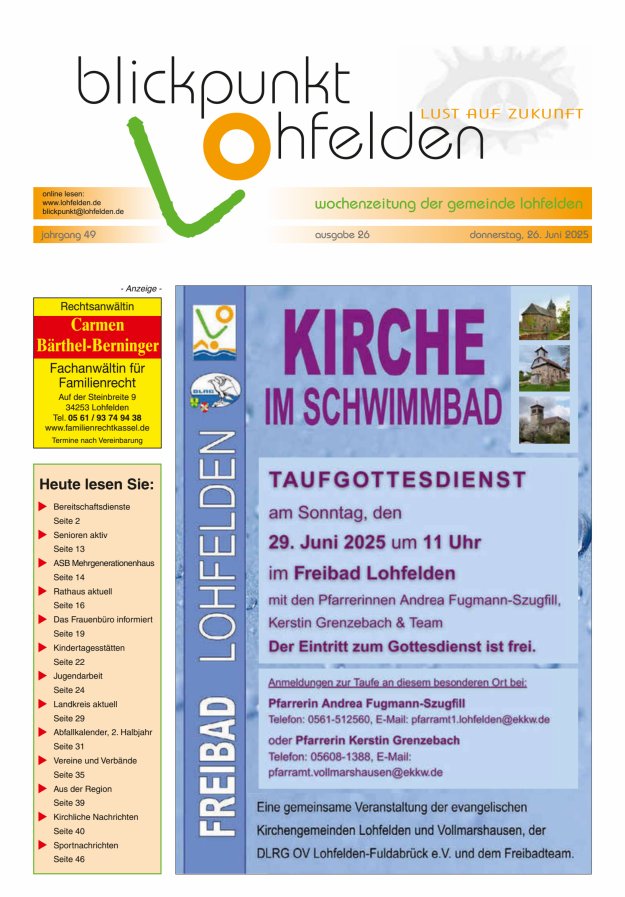 Blickpunkt Lohfelden Titelblatt 26/2025