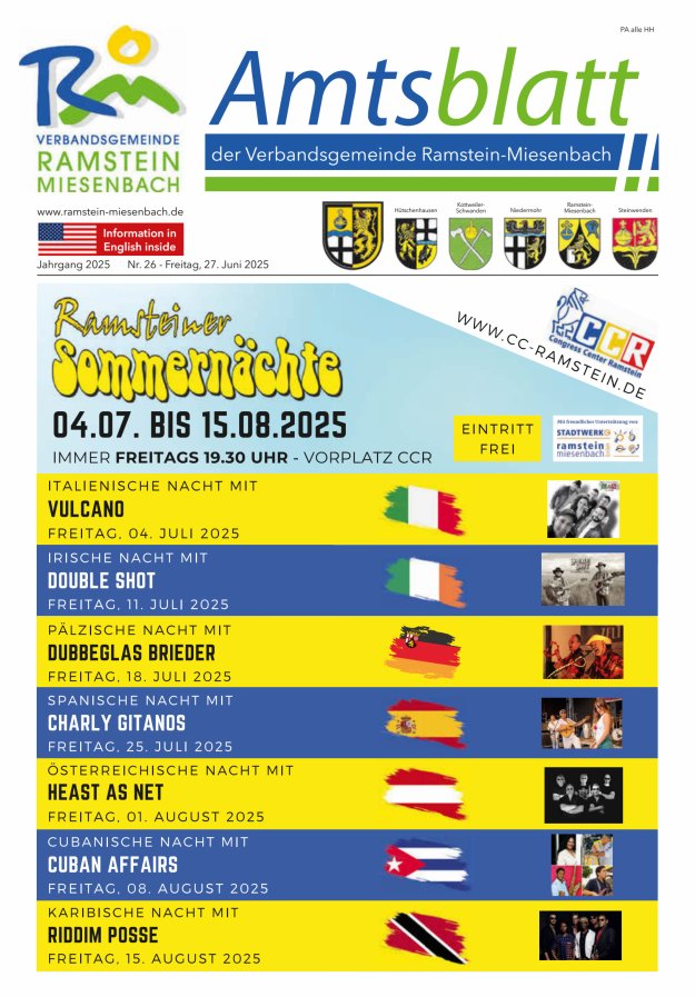 Amtsblatt VG Ramstein-Miesenbach Titelblatt 26/2025