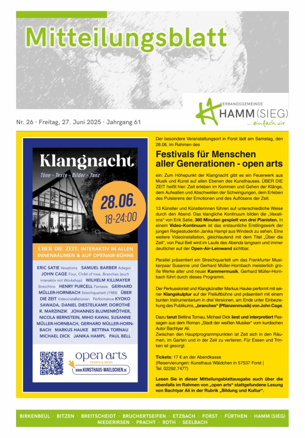 Mitteilungsblatt Hamm (Sieg) Titelblatt 26/2025