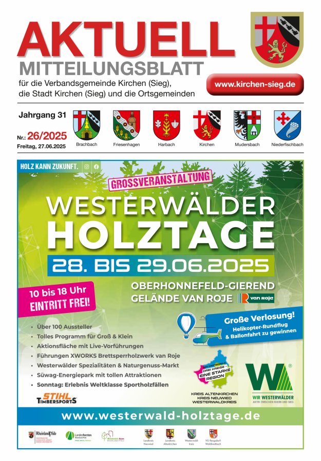 Aktuell - Mitteilungsblatt für die VG Kirchen (Sieg) Titelblatt 26/2025
