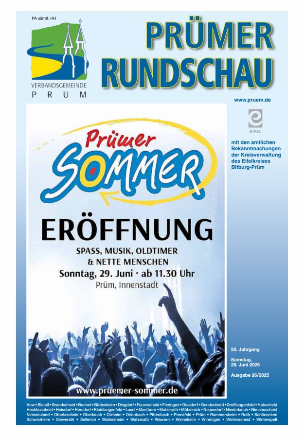 Prümer Rundschau Titelblatt 26/2025