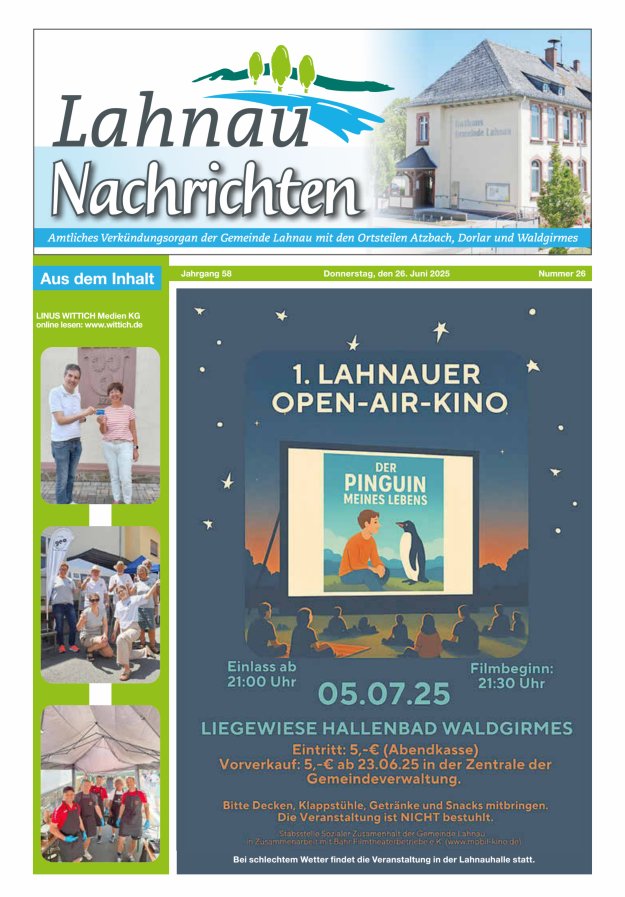 Lahnau Nachrichten Titelblatt 26/2025