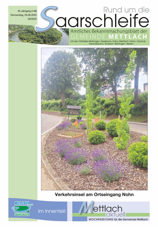 Rund um die Saarschleife Gemeinde Mettlach Titelblatt 26/2025