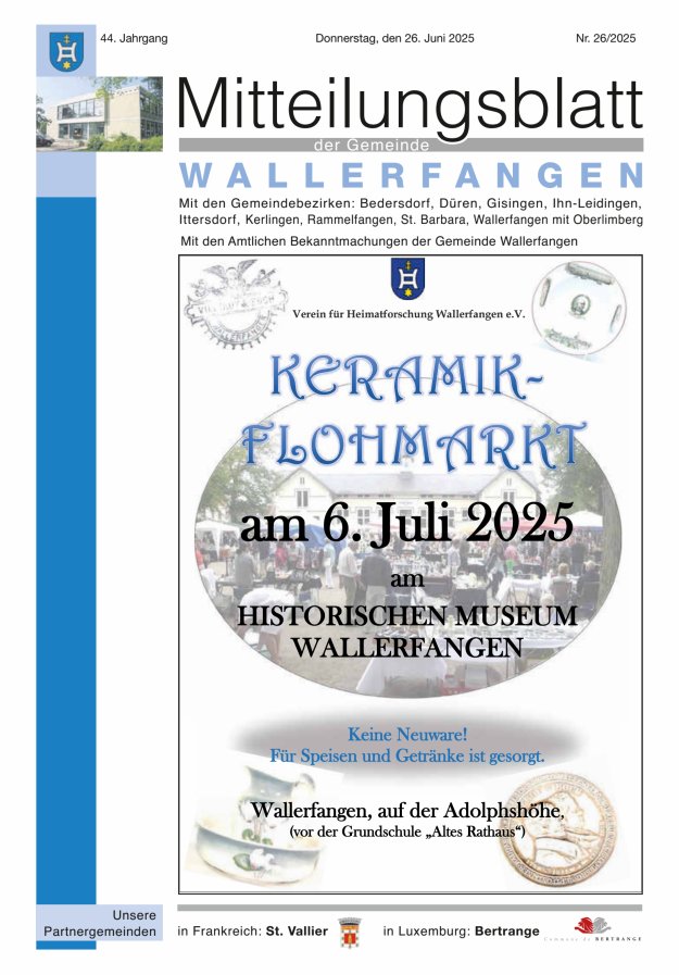 Mitteilungsblatt Gemeinde Wallerfangen Titelblatt 26/2025