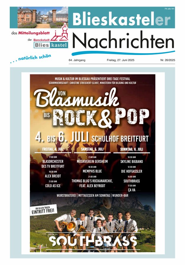 Blieskasteler Nachrichten  Titelblatt 26/2025