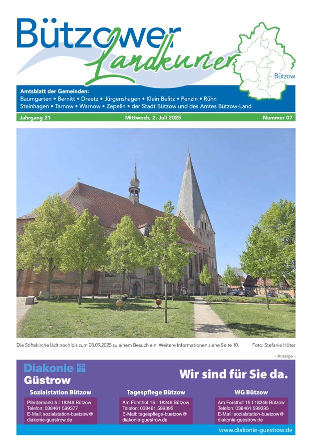 Bützower Landkurier Titelblatt 07/2025
