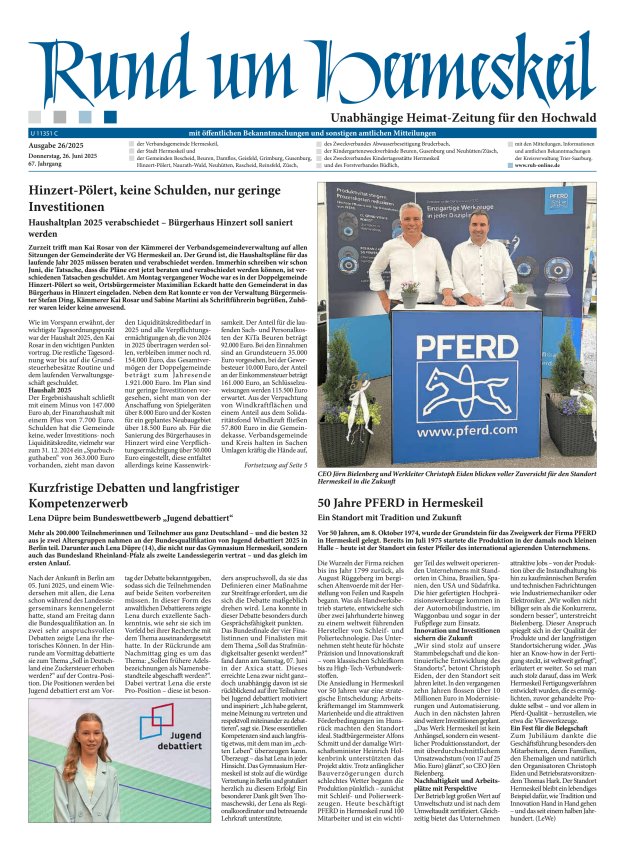 Rund um Hermeskeil Titelblatt 26/2025