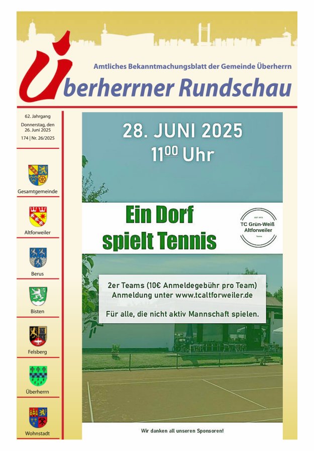 Überherrner Rundschau Titelblatt 26/2025