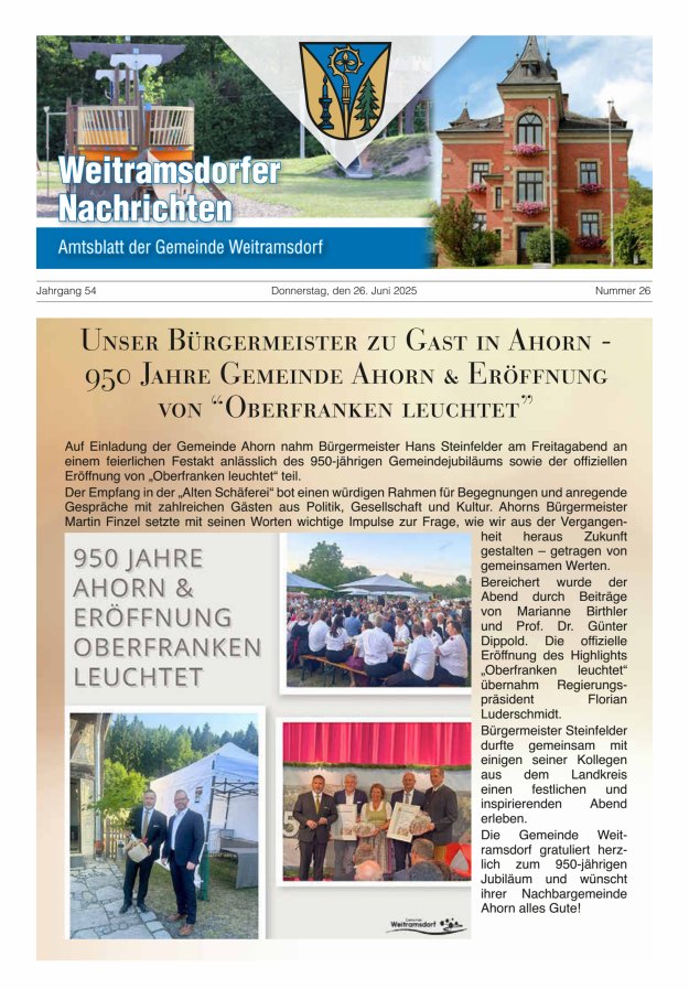 Weitramsdorfer Nachrichten Titelblatt 26/2025