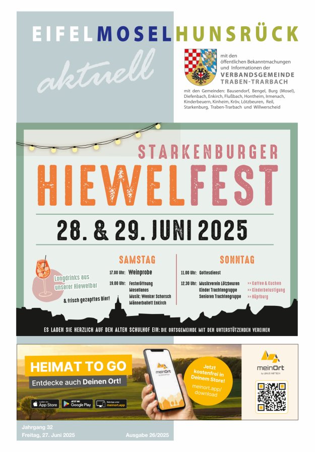Eifel-Mosel-Hunsrück aktuell VG Traben-Trarbach Titelblatt 26/2025