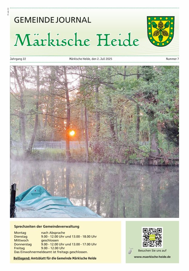 Gemeindejournal Märkische Heide – Amtsblatt für die Gemeinde Märkische Heide Titelblatt 07/2025