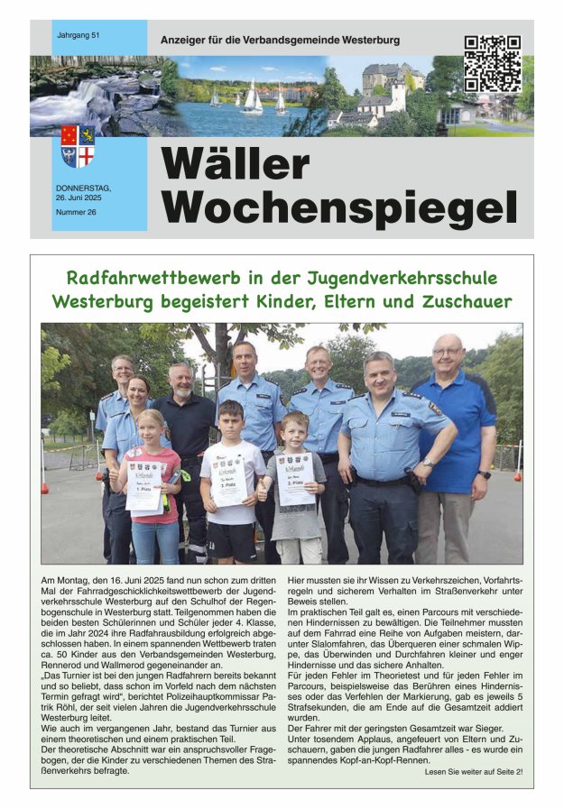 Wäller Wochenspiegel - Anzeiger für die Verbandsgemeinde Westerburg Titelblatt 26/2025