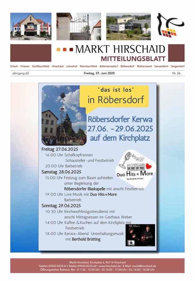 Mitteilungsblatt Markt Hirschaid Titelblatt 26/2025