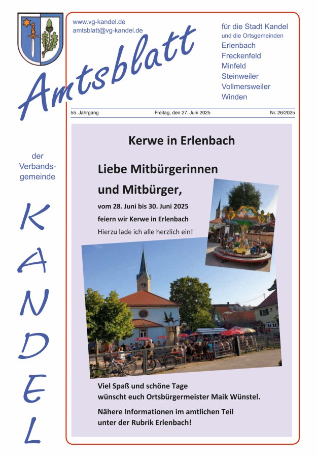 Amtsblatt VG Kandel Titelblatt 26/2025