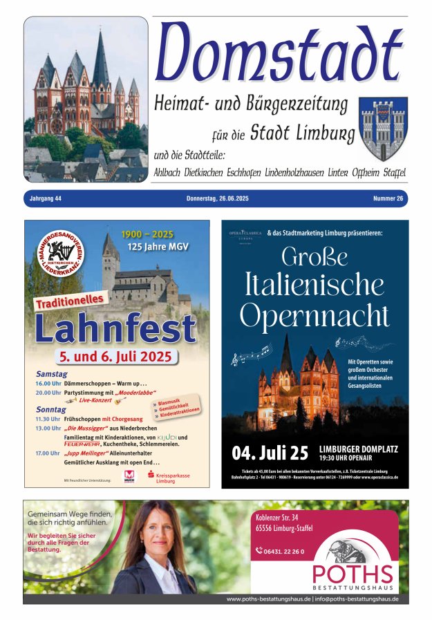 Domstadt - Heimat- und Bürgerzeitung für die Stadt Limburg Titelblatt 26/2025