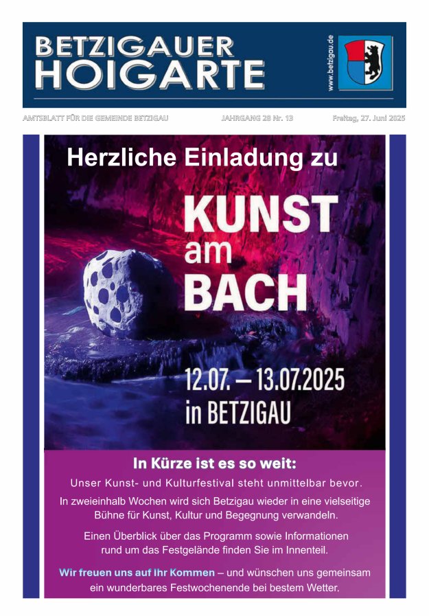 Betzigauer Hoigarte Amtsblatt der Gemeinde Betzigau Titelblatt 13/2025