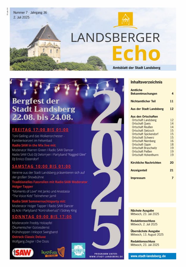 Landsberger Echo – Amtsblatt der Stadt Landsberg Titelblatt 07/2025