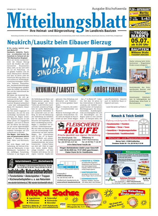 Mitteilungsblatt LK Bautzen Ausgabe Bischofswerda Titelblatt 25/2025