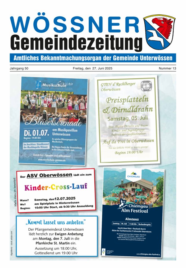Wössner Gemeindezeitung Amtliches Bekanntmachungsorgan der Gemeinde Unterwössen Titelblatt 13/2025