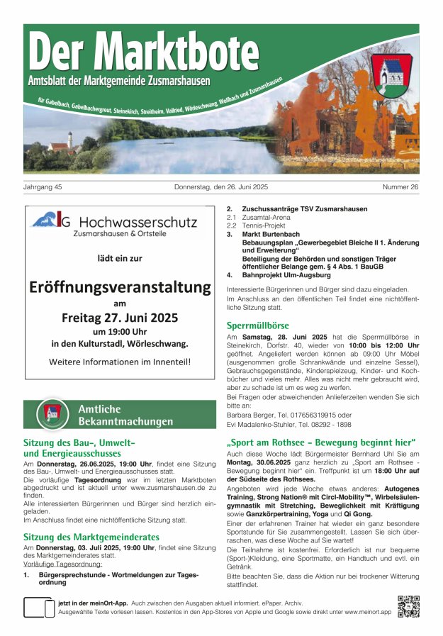 Zusmarshausen - Der Marktbote Titelblatt 26/2025