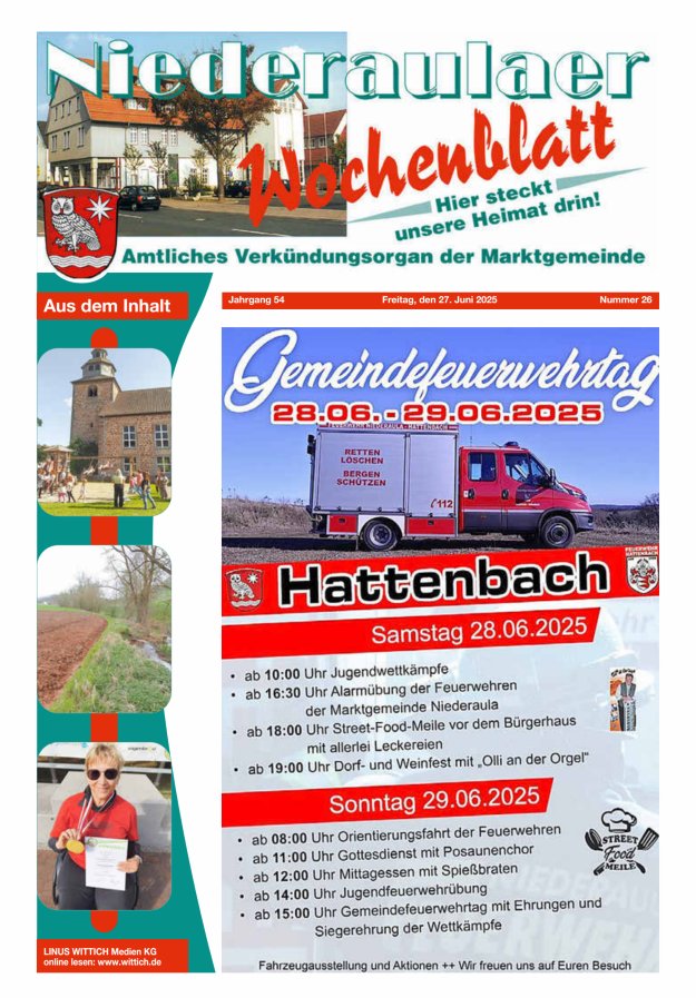 Niederaulaer Wochenblatt Titelblatt 26/2025