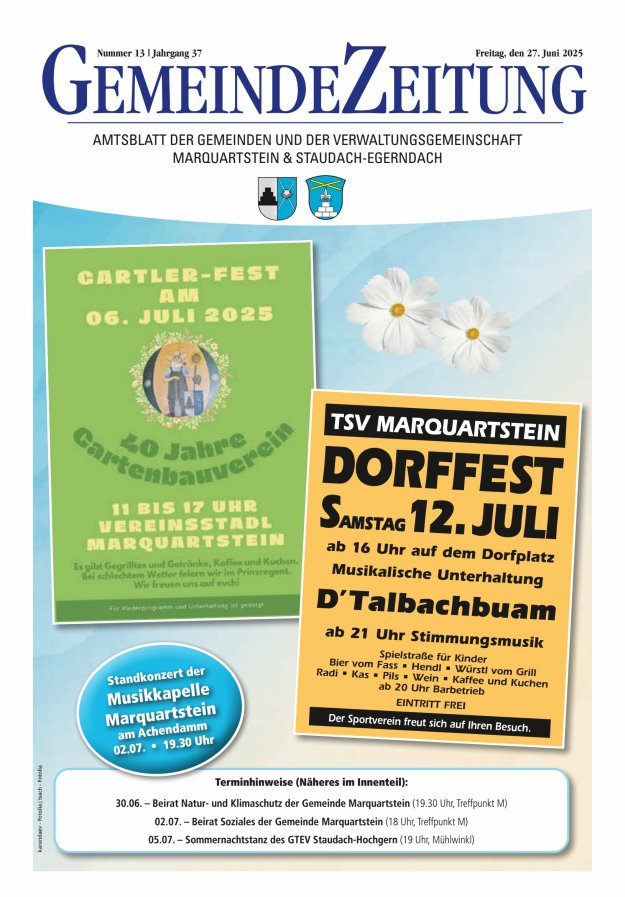 Marquartsteiner und Staudach-Egerndacher Nachrichten Titelblatt 13/2025