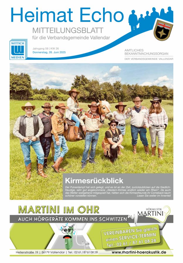 Heimat-Echo - Heimat- und Bürgerzeitung Verbandsgemeinde Vallendar Titelblatt 26/2025
