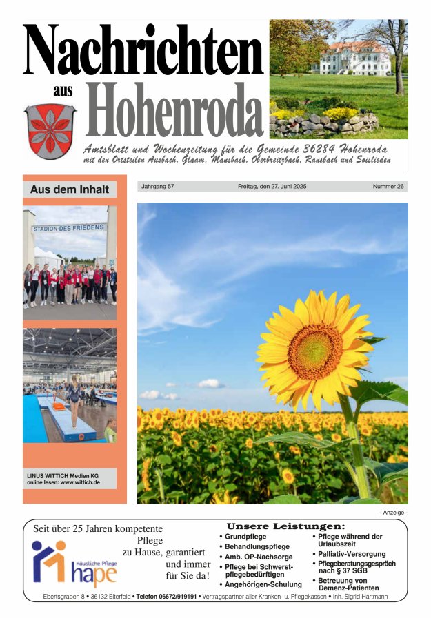 Nachrichten aus Hohenroda Titelblatt 26/2025