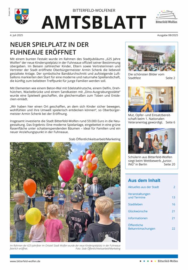 Bitterfeld-Wolfener Amtsblatt Titelblatt 08/2025