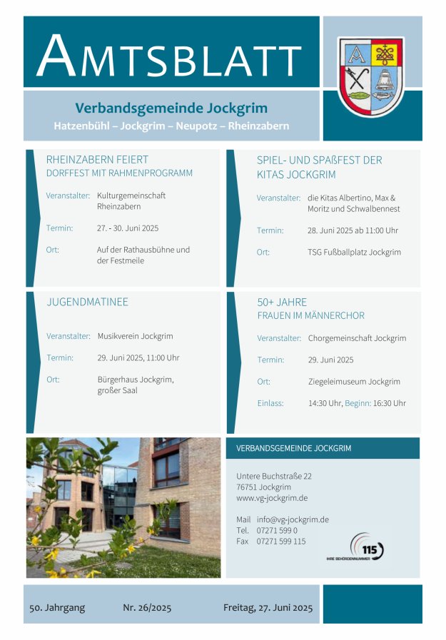 Amtsblatt VG Jockgrim Titelblatt 26/2025