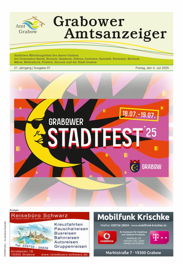 Grabower Amtsanzeiger Titelblatt 07/2025