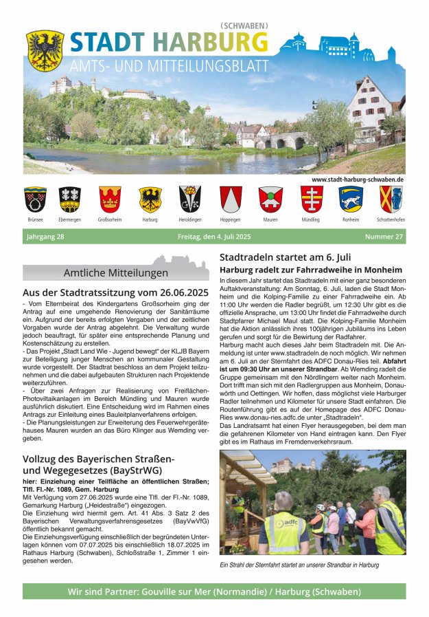 Amts- und Mitteilungsblatt der Stadt Harburg Titelblatt 27/2025