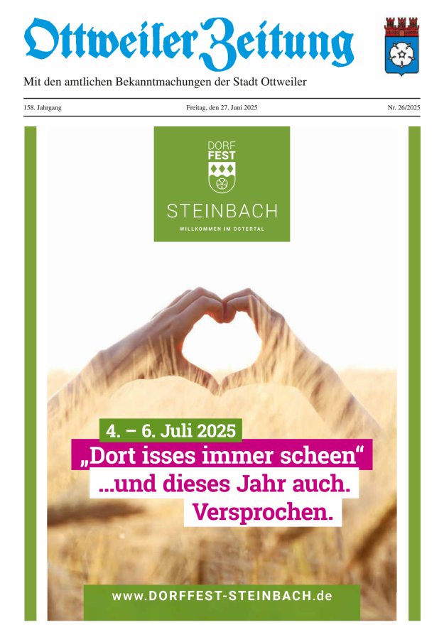 Ottweiler Zeitung Titelblatt 26/2025