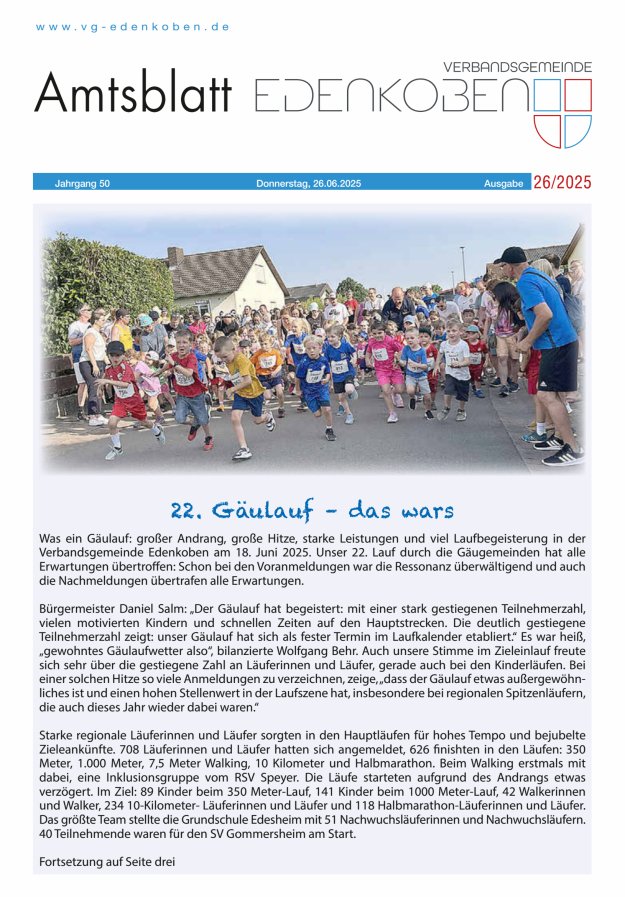 Amtsblatt VG Edenkoben Titelblatt 26/2025