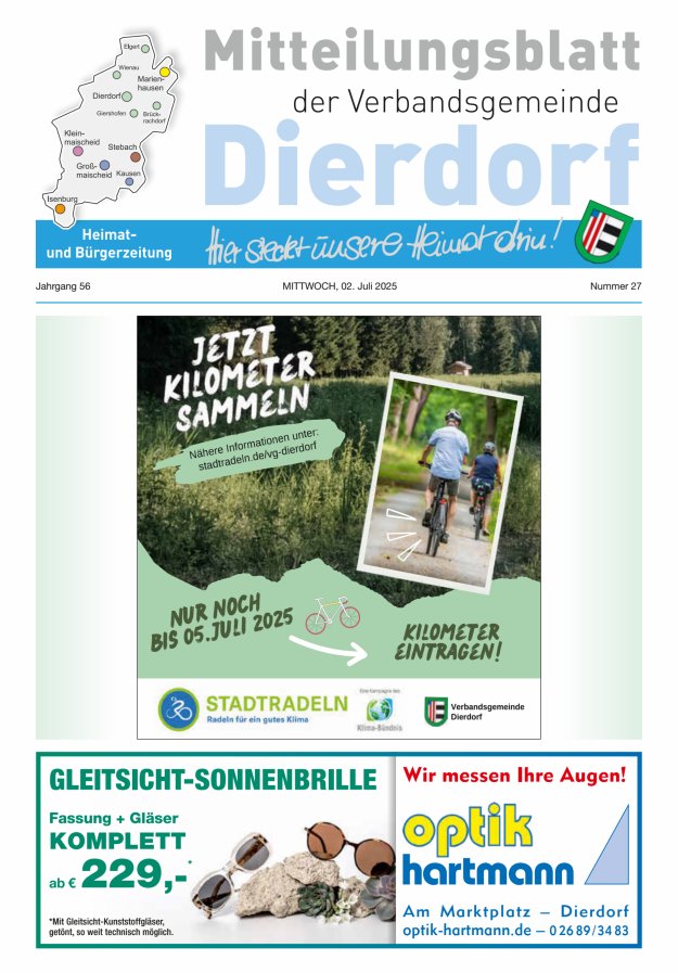 Mitteilungsblatt der Verbandsgemeinde Dierdorf Titelblatt 27/2025