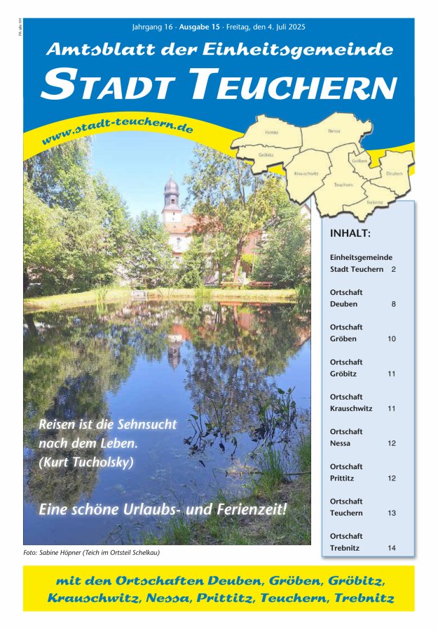 Amtsblatt der Einheitsgemeinde Stadt Teuchern Titelblatt 15/2025