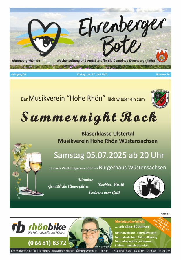 Ehrenberger Bote Titelblatt 26/2025