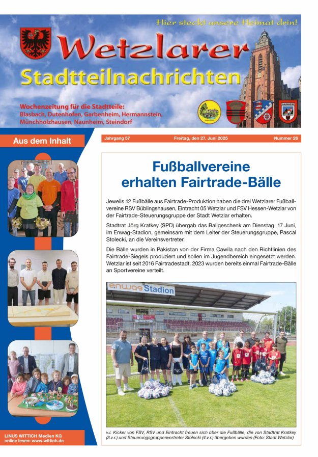Wetzlarer Stadtteilnachrichten Titelblatt 26/2025