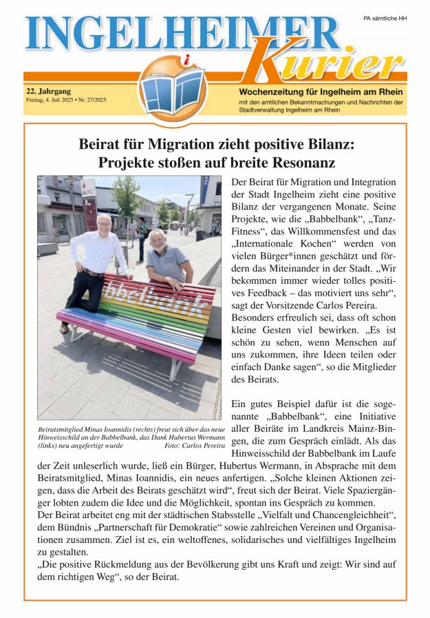 Ingelheimer Kurier Titelblatt 27/2025