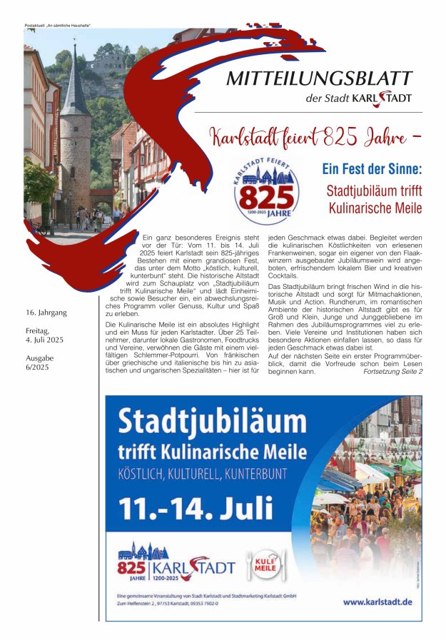 Mitteilungsblatt Karlstadt Titelblatt 06/2025